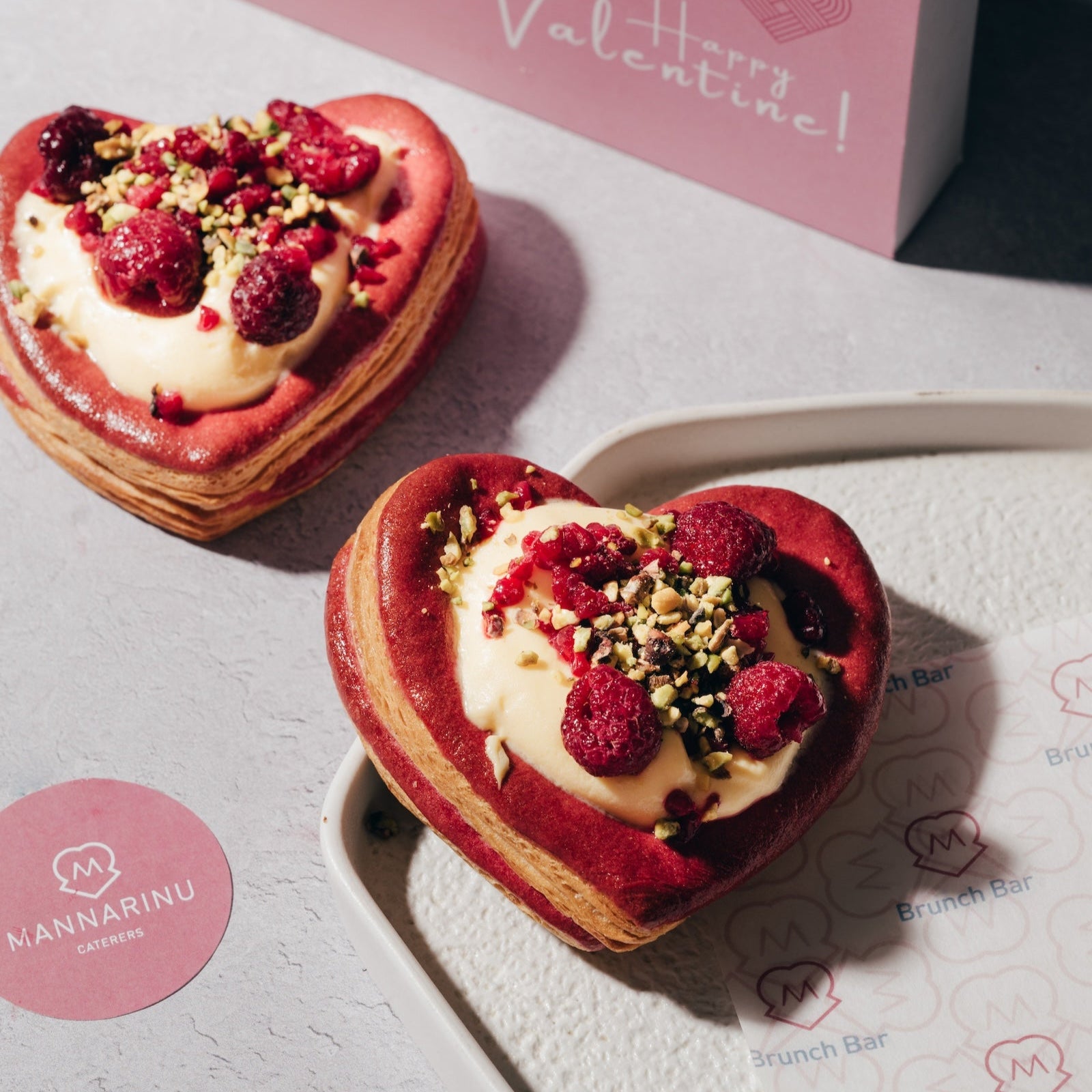 Heart-Shaped Croissant with Custard and Raspberry